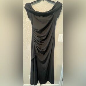 Elegant Black Draped Formal Dress